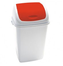 Pattumiera a basculante 50Lt Rif Basic Bianco/Rosso