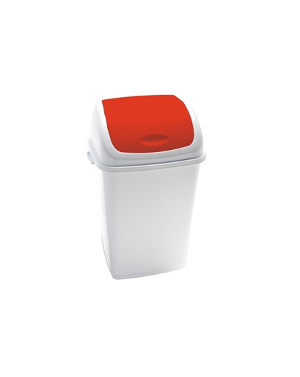 Pattumiera a basculante 50Lt Rif Basic Bianco/Rosso