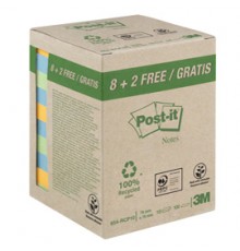 ValuePack 10 blocchi 100fg Post-it® carta ricic.colori pastel 76X76mm 654-RCP10